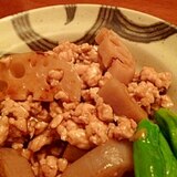 レンコンと鶏ひき肉のピリ辛炒め